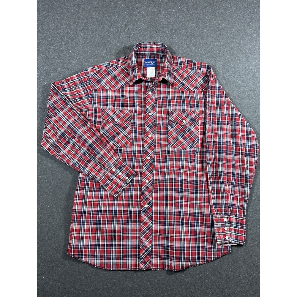 Men's Vintage Wrangler Pearl Snap Western Wear Plaid Shirt Medium
